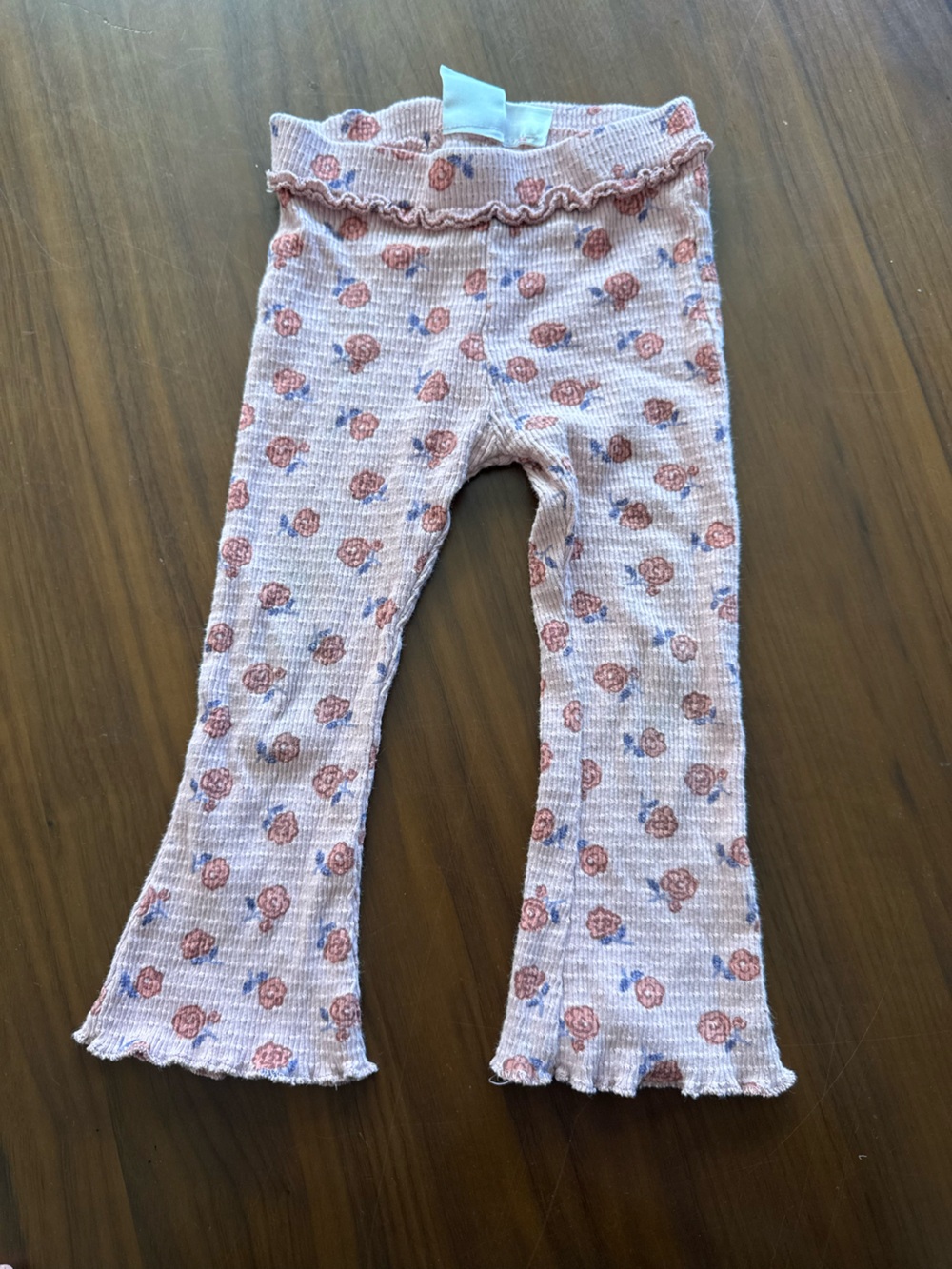Zara Pink Rose-Print Waffle Knit Top
